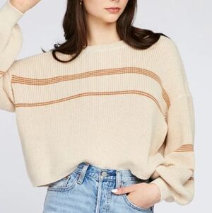 Gentle Fawn Fonda Cream Tan Stripe‎ Crew Neck Sweater Size Medium